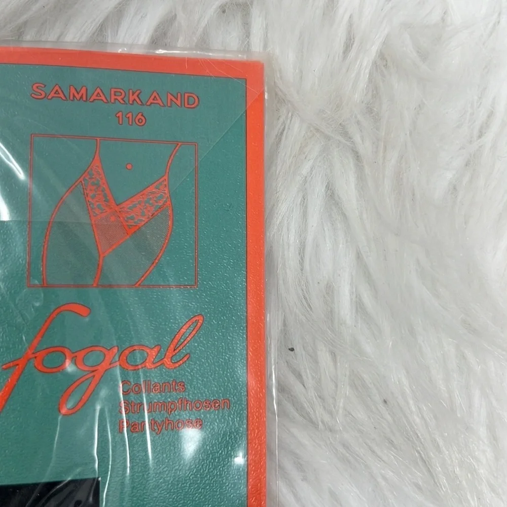 Fogal Samarkand 116 Women’s Luxury Sheer Pantyhose Black Size S Lace Rhinestone